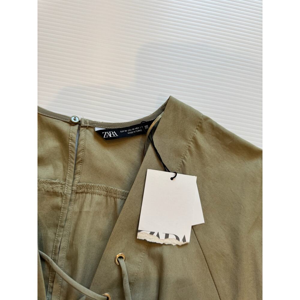 Zara Jumpsuit Women’s Medium Olive Green Utility NWT Safari Straight Leg Pockets - Picture 5 of 16